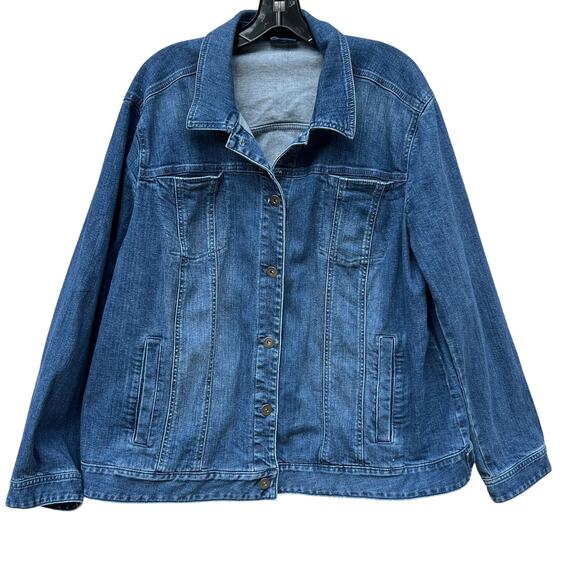 J.Jill Medium Wash Denim Jean Jacket 2X NO SIZE TAG - Picture 1 of 7
